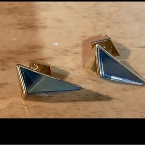 Alexis Bittar signed Blue Pyramid Triangle Lucite Earrings